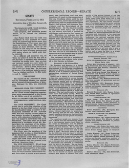 SENATE 1277 Ment, New Institutions, and New Rela­ Mately of the Mutual Interest of Our Two SENATE Tionships Will Result in the Resumption of Peoples