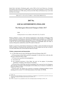 The Harrogate (Electoral Changes) Order 2017