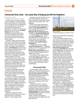 TGE and Community Wind Projects in Bloomberg Brief