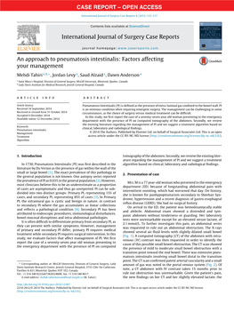 An Approach to Pneumatosis Intestinalis: Factors Affecting Your Management