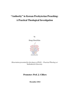 In Korean Presbyterian Preaching: a Practical Theological Investigation