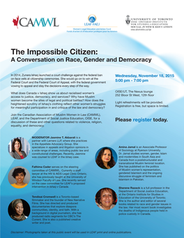 The Impossible Citizen: a Conversation on Race, Gender and Democracy