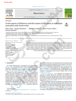 A New Species of Pithoascus and First Report of This Genus As Endophyte