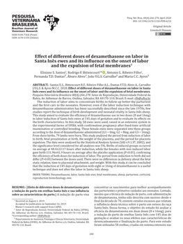 Effect of Different Doses of Dexamethasone on Labor in Santa Inês Ewes and Its Influence on the Onset of Labor and the Expulsion of Fetal Membranes1 Elisiane S