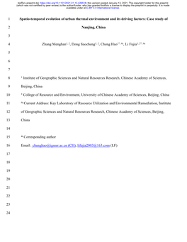 Spatio-Temporal Evolution of Urban Thermal Environment and Its Driving Factors: Case Study Of