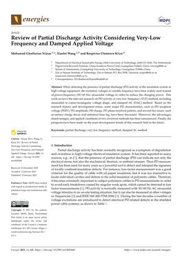 Review of Partial Discharge Activity Considering Very-Low Frequency and Damped Applied Voltage