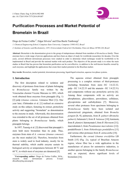 Purification Processes and Market Potential of Bromelain in Brazil
