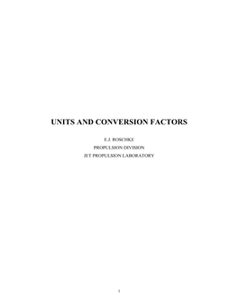 Units and Conversion Factors