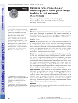 Increasing Range Mismatching of Interacting Species Under Global