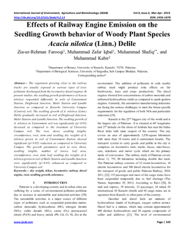 Effects of Railway Engine Emission on the Seedling Growth Behavior Of