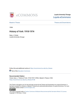 History of York: 1918-1974