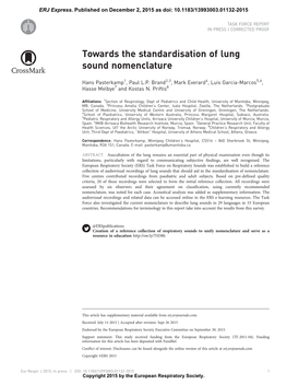 Towards the Standardisation of Lung Sound Nomenclature