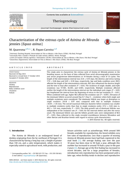 Characterization of the Estrous Cycle of Asinina De Miranda Jennies (Equus Asinus)