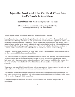 Apostle Paul and the Earliest Churches Study Guide