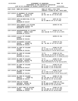 15/03/2021 Government of Karnataka Page: 90 Department of Pre University Education List of Pu Colleges in Chikodi Distri