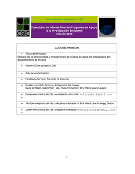 Formulario De Informe Final De Proyectos I+D Csic