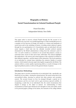 Social Transformation in Colonial Southeast Punjab