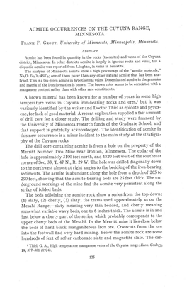 Acmite Occurrences Oi{ the Cuyuna Range, Minnesota