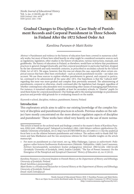 Ment Records and Corporal Punishment in Three Schools in Finland After the 1872 School Order Act