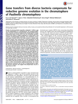 Gene Transfers from Diverse Bacteria Compensate for Reductive Genome Evolution in the Chromatophore of Paulinella Chromatophora