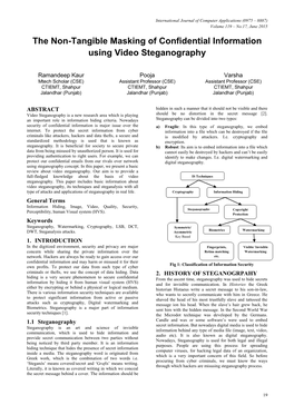 The Non-Tangible Masking of Confidential Information Using Video Steganography