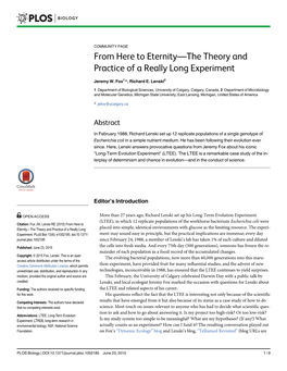 From Here to Eternity—The Theory and Practice of a Really Long Experiment