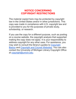 Notice Concerning Copyright Restrictions