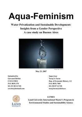 Aqua-Feminism Water Privatization and Sustainable Development: Insights from a Gender Perspective a Case Study on Buenos Aires