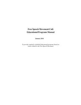 Free Speech Movement Cafe Educational Programs Manual