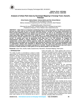 Analysis of Urban Park Uses by Sociotope Mapping in Korangi