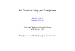 Bit Threads & Holographic Entanglement