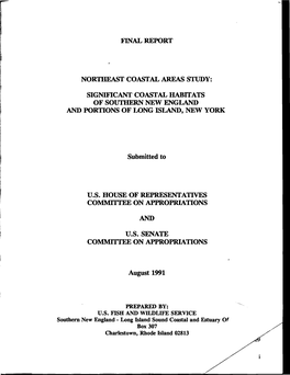 Significanf COASTAL HABITATS of SOUTHERN NEW ENGLAND and PORTIONS of LONG ISLAND, NEW YORK