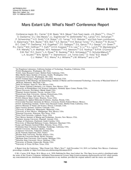 Mars Extant Life: What's Next? Conference Report