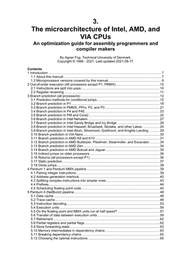 The Microarchitecture of Intel, AMD and VIA Cpus: an Optimization Guide for Assembly Programmers and Compiler Makers