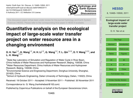 Ecological Impact of Large-Scale Water Transfer Project