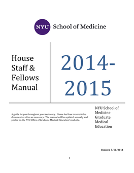 House Staff & Fellows Manual