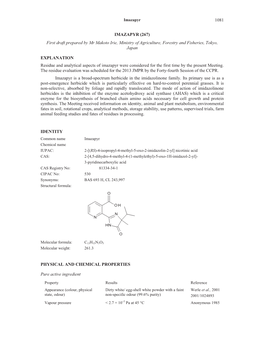 1081 IMAZAPYR (267) First Draft Prepared by Mr Makoto Irie, Ministry