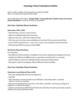 Astrology Chart Calculation Outline