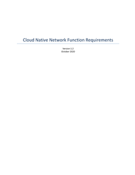 Cloud Native Network Function Requirements