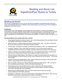 Reading and Movie List – Expeditionplus! Russia