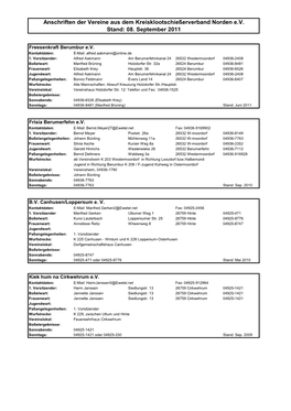 Anschriften Der Vereine Aus Dem Kreisklootschießerverband Norden E.V