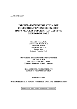 Idef3 Process Description Capture Method Report