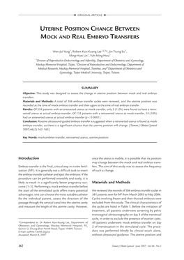 Uterine Position Change Between Mock and Real Embryo Transfers