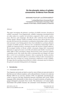 On the Phonetic Status of Syllabic Consonants: Evidence from Slovak