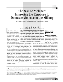 The War on Violence: Improving the Response to Domestic Violence in the Military