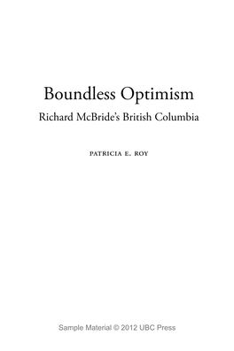 Boundless Optimism Richard Mcbride’S British Columbia