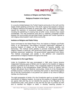 Institute on Religion and Public Policy Religious Freedom in the Cyprus