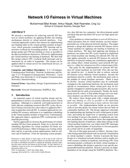 Network I/O Fairness in Virtual Machines