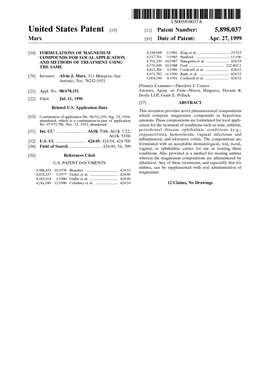 United States Patent (19) 11 Patent Number: 5,898,037 Marx (45) Date of Patent: Apr