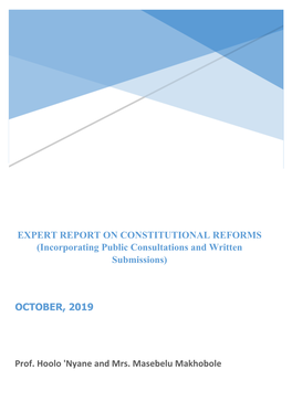 EXPERT REPORT on CONSTITUTIONAL REFORMS (Incorporating Public Consultations and Written Submissions)